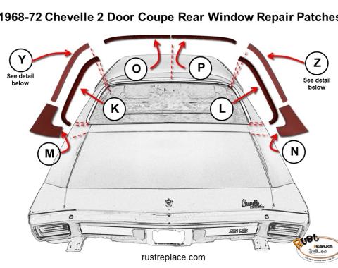 Chevelle Quarter Panel Rear Window Repair Channel, Left, 1968-1972