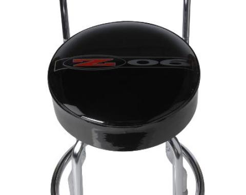 Corvette Stool, Black with Back Rest, C5 Z06 Emblem