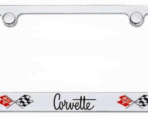 Corvette Elite License Frame, Corvette Script with Dual Logo