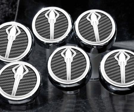 2008-2018 Chrysler 300 Fluid Cap Cover Set 6pc Stingray Emblem Carbon Fiber Red | Red Carbon Fiber