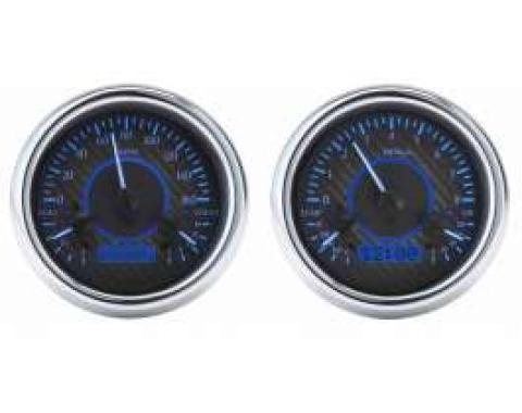 Chevy Truck Analog Dash Gauges, Dakota Digital, Carbon Fiber With Blue Display, 1947-1953