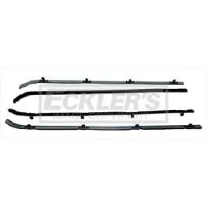 Chevy Truck Door Window Felt Set, With Chrome Bead, 1964-1966