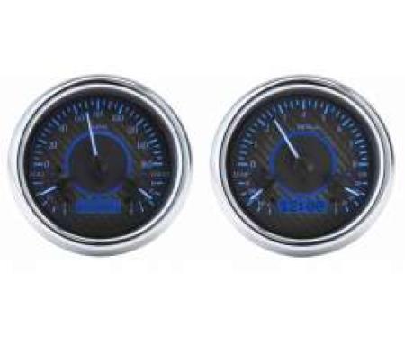 Chevy Truck Analog Dash Gauges, Dakota Digital, Carbon Fiber With Blue Display, 1947-1953