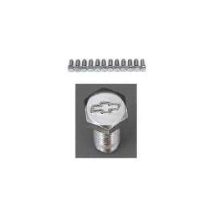 Chevelle Bowtie Header Bolt Set, Small Block, Chrome, 1964-1972