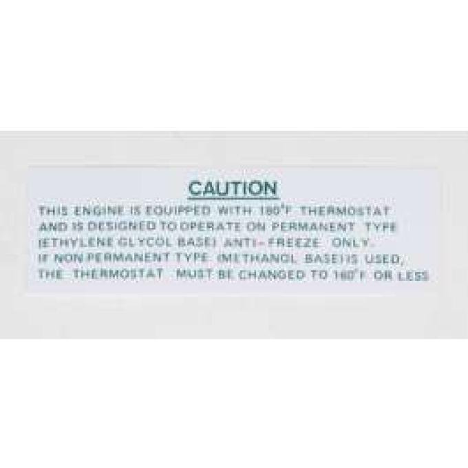 Chevelle Decal, Cooling System Warning, 1967-1969