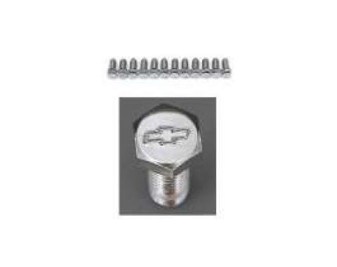 Chevelle Bowtie Header Bolt Set, Small Block, Chrome, 1964-1972