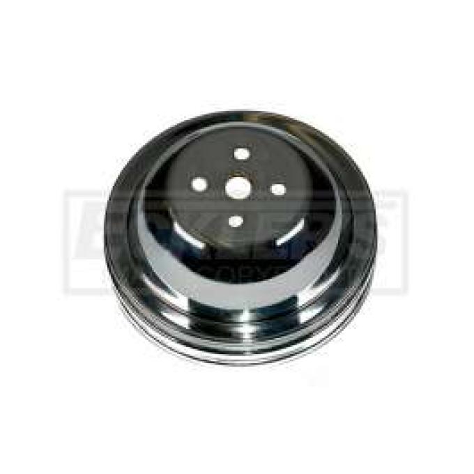 Chevelle Water Pump Pulley, Big Block, Double Groove, Chromed Billet Aluminum, For Cars With Short Water Pump, 1964-1968