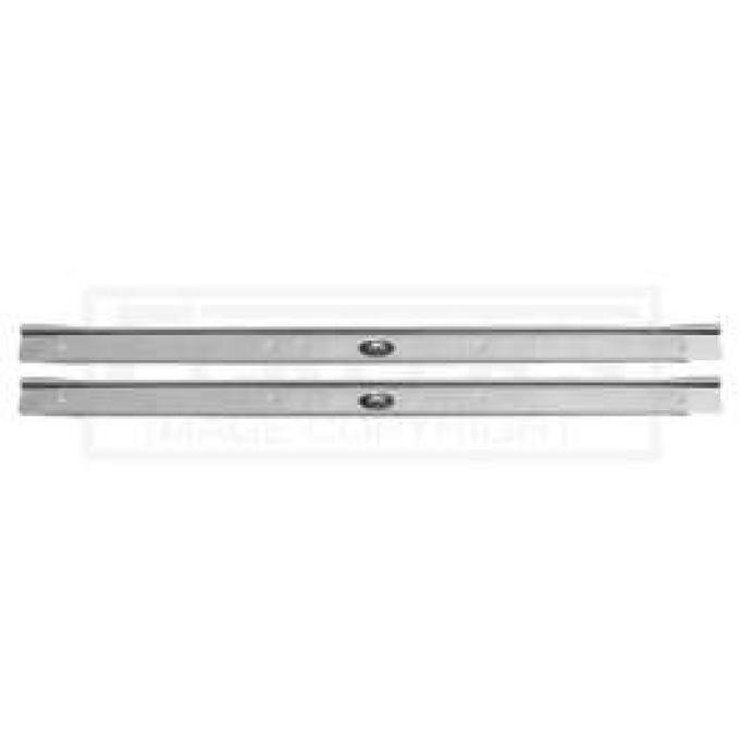 Door Sill Plates, Riveted Fisher Emblem, With Ribs, For Cars With 2-Doors, 1964-1967