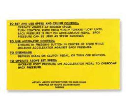 Chevelle Decal, Cruise Control Instruction, 1967-1969