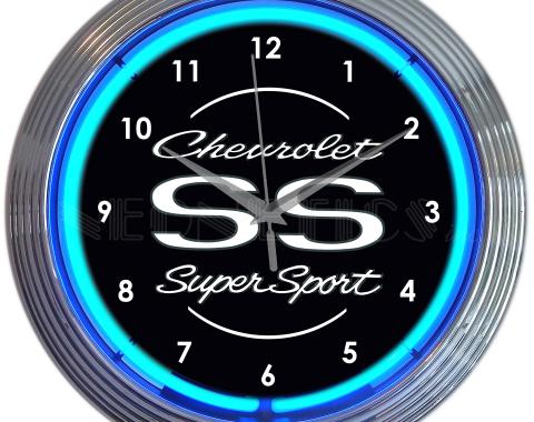 Neonetics Neon Clocks, Chevrolet Ss Super Sport Blue Neon Clock