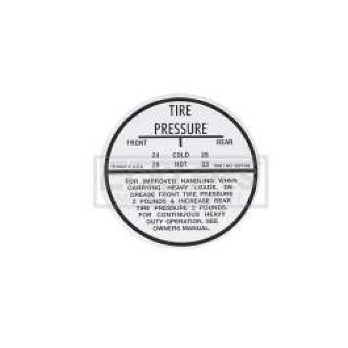 El Camino Tire Pressure Decal, 1964-1965