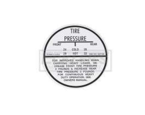 El Camino Tire Pressure Decal, 1964-1965