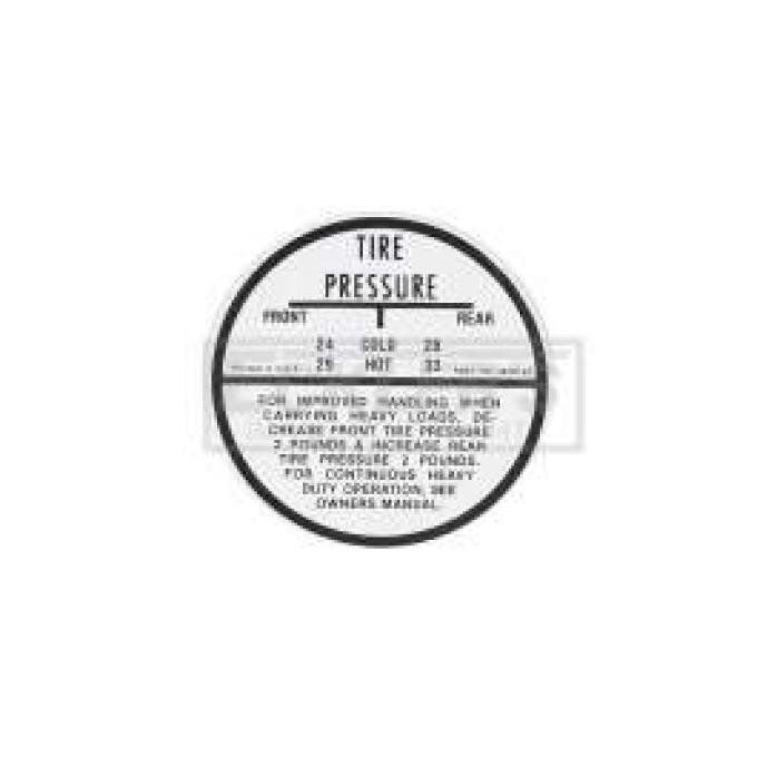 El Camino Tire Pressure Decal, 1959-1960