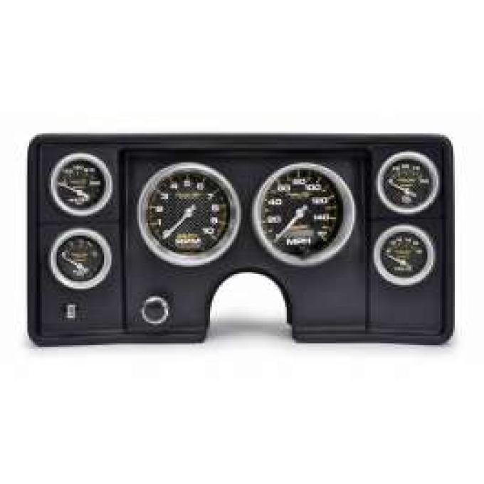 El Camino Instrument Cluster Panel, Black Finish, With Carbon Fiber Series Gauges, 1978-1981