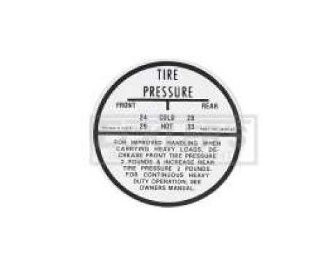 El Camino Tire Pressure Decal, 1959-1960