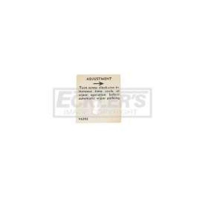 El Camino Windshield Washer Decal, Washer Adjustment Tag, 1959-1960