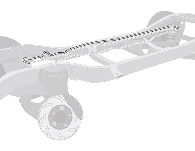Right Stuff 1970-73 Chevrolet Camaro, Pre-Bent 3/8" Stainless Steel Front To Rear Fuel Line FGL7001S