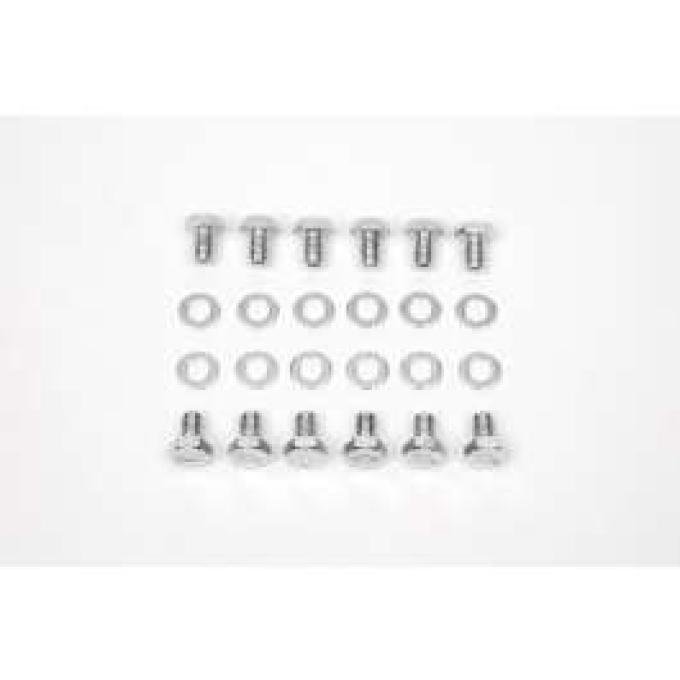 Camaro 12 Bolt Differential Cover Bolt Set, Bowtie Stamped, Chrome, 1967-1969