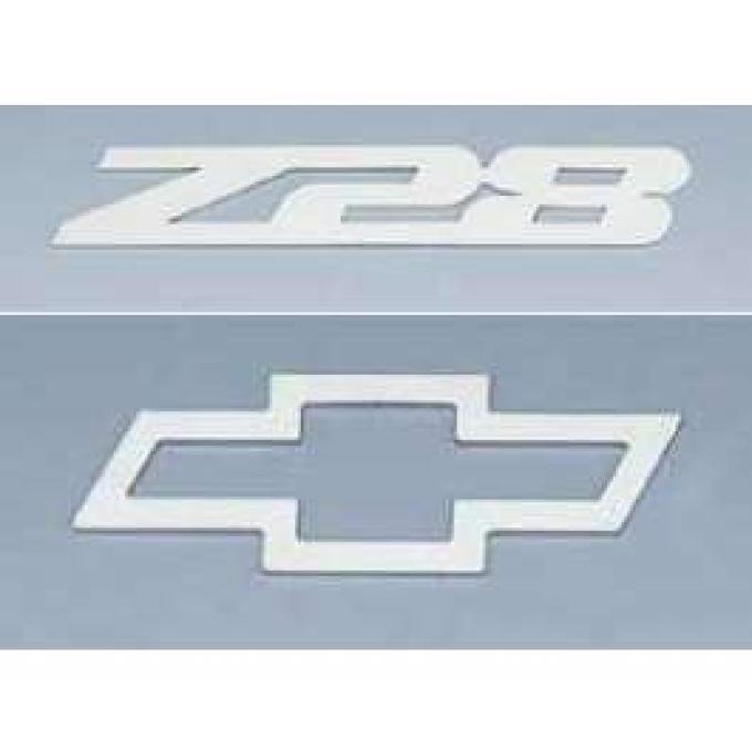 Camaro Emblem Set, Z28 & Outlined Bowtie, Stainless Steel, 1993-2002