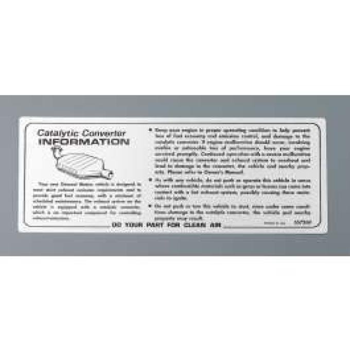 Camaro Catalytic Converter Instructions Decal, 1975-1978