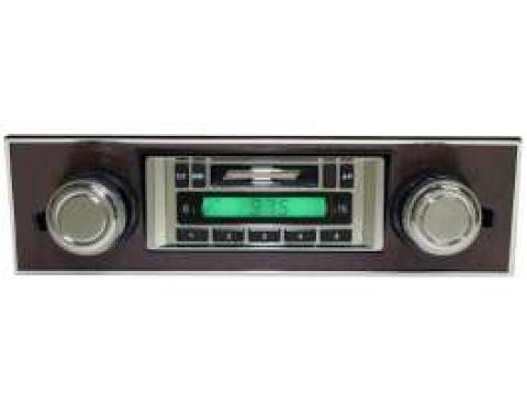 Camaro AM/FM Stereo Radio, USA-230, With Walnut Bezel, Custom Autosound, 1967-1968