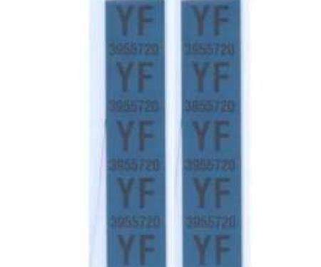 Camaro Coil Spring Tape Decals, Code YF, Z28, 1969