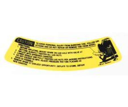 Camaro Space Saver Tire Warning Decal, 1973-1977