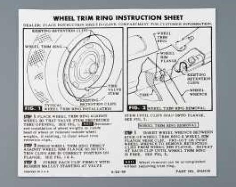 Camaro Wheel Trim Ring Instruction Sheet, 1970-1972