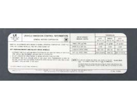 Camaro Emission Decal, Automatic Transmission, California/US, 350ci & 400ci 4-Barrel Carb, 1976