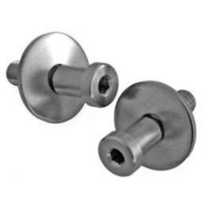 Camaro Door Lock Striker, Stainless Steel, Pair, 1967-1981