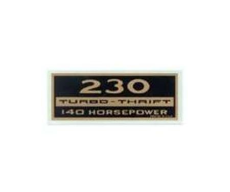 Camaro Valve Cover Decal, 230 Turbo-Thrift 140 Horsepower, 1967-1969