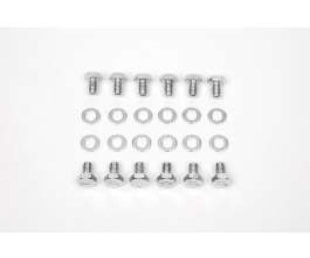 Camaro 12 Bolt Differential Cover Bolt Set, Bowtie Stamped, Chrome, 1967-1969