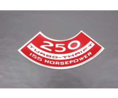 Camaro Air Cleaner Decal, 250 Turbo-Thrift 155 Horsepower, 1967-1969