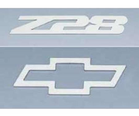 Camaro Emblem Set, Z28 & Outlined Bowtie, Stainless Steel, 1993-2002
