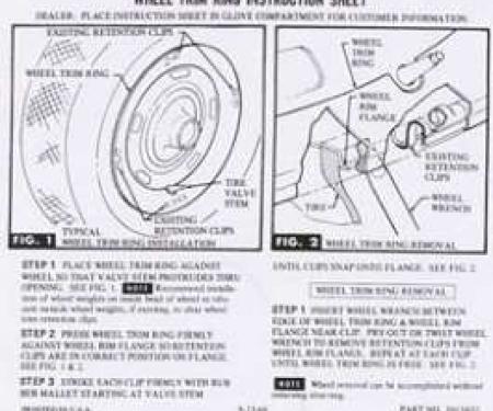 Camaro Rally Wheel Trim Ring Instruction Sheet, 1967-1969