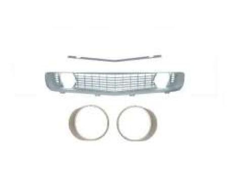 Camaro Grille Kit, With Silver Grille & Silver Headlight Bezels Without Trim, For Cars With Standard Trim (Non-Rally Sport), 1969