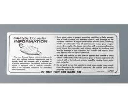 Camaro Catalytic Converter Instructions Decal, 1975-1978