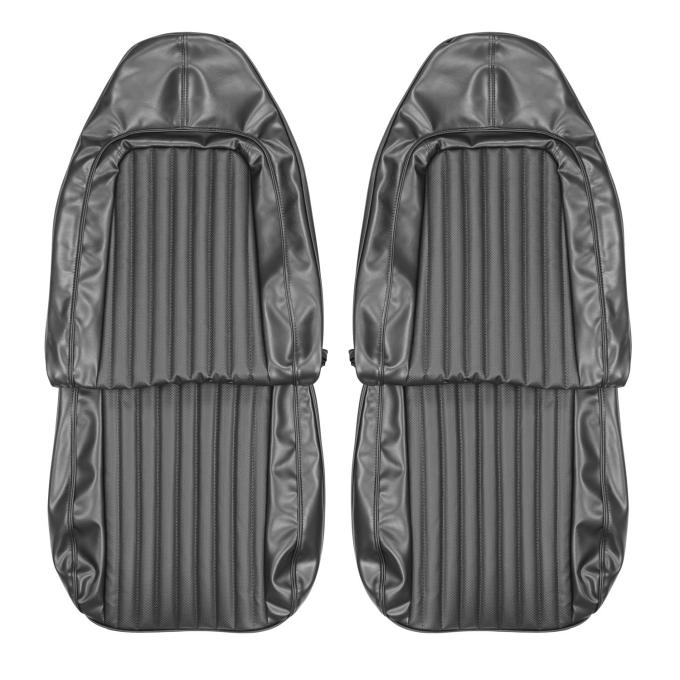 PUI Interiors 1974 Plymouth Cuda/Challenger Black Front Bucket Seat Covers 74KSB10U