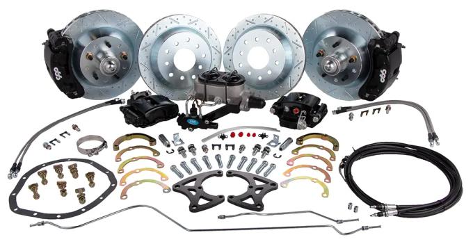 Classic Performance Front and Rear Big Disc Brake Kit with Black Calipers - 5 Lug for 1968-1972 GM A Body 6872FRBK-BB