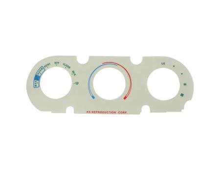 1987-1989 Ford Mustang White Heater Control Overlay HVAC