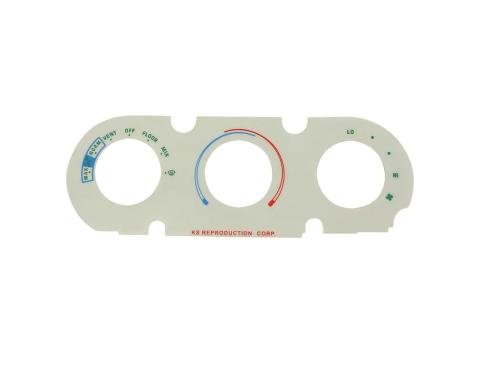 1987-1989 Ford Mustang White Heater Control Overlay HVAC