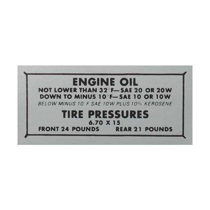 Tire Pressure Decal - Ford