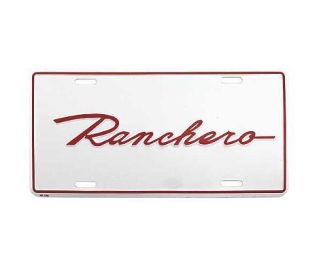 Logo License Plate - White Background With Ranchero Script In Red