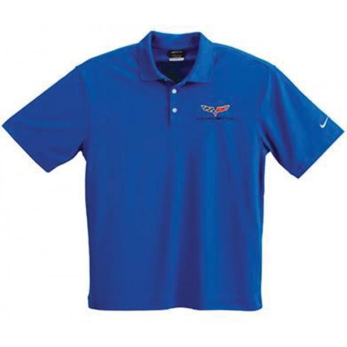 Corvette Polo Shirt, Men's, Nike Dri-Fit, Micro Pique, Royal Blue