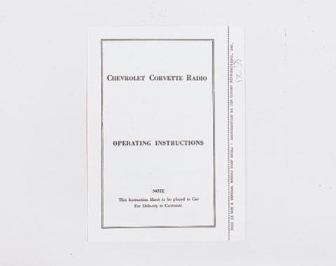 Corvette Radio Instructions Booklet, 1953-1957