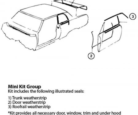 Nova Weatherstrip Mini Kit, 2-Door Hardtop, 1962-1964