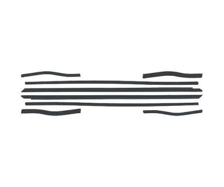 Ford Mustang Belt Weatherstrip Kit - 8 Pieces - Inner & Outer - Black Bead - Early Coupe & Convertible - Door Windows &Rear Quarters