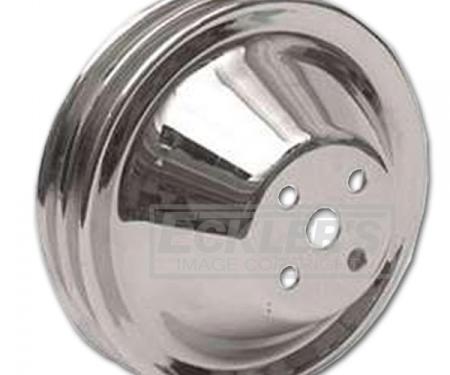 Camaro Water Pump Pulley, Small Block, Double Groove, Chrome, 1967-1968
