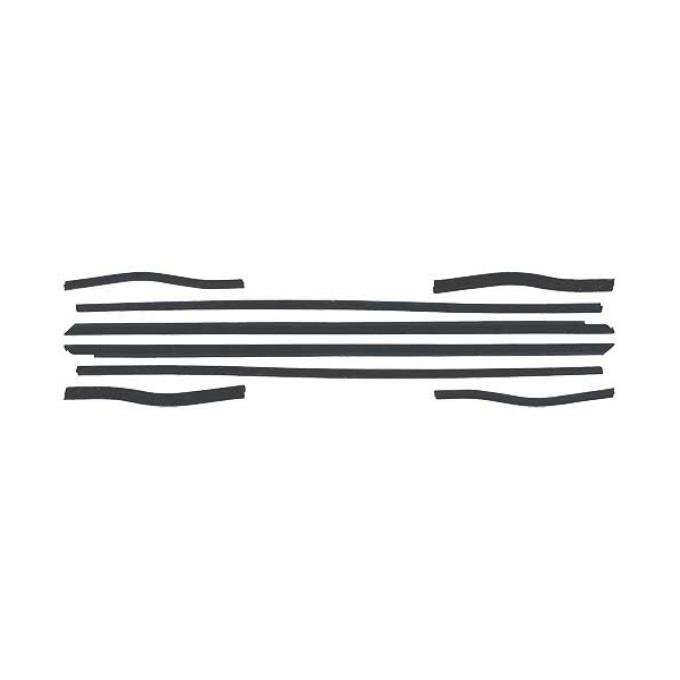 Ford Mustang Belt Weatherstrip Kit - 8 Pieces - Inner & Outer - Black Bead - Early Coupe & Convertible - Door Windows &Rear Quarters