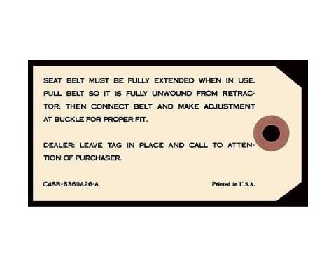 Seatbelt Retractor Instruction Tag